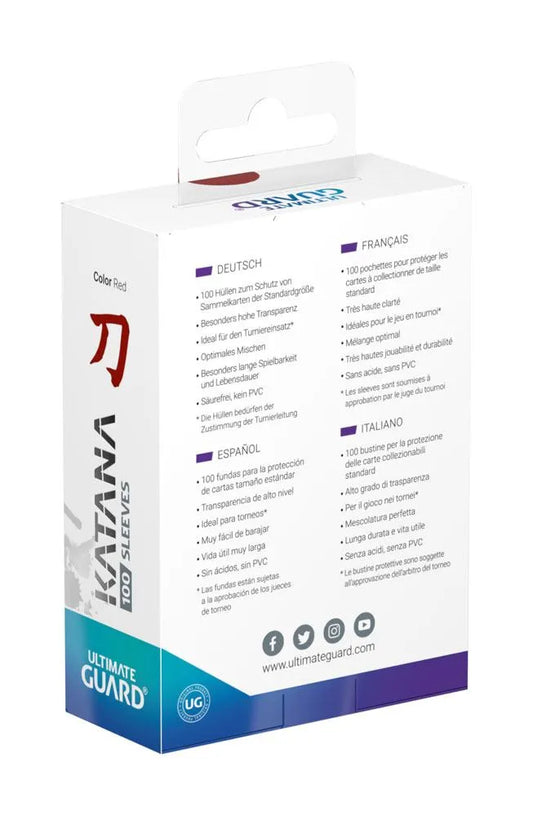 Ultimate Guard Katana Sleeves Standardgröße Rot (100) - Smalltinytoystore