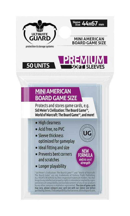 Ultimate Guard Premium Soft Sleeves für Brettspielkarten Mini American (50) - Smalltinytoystore