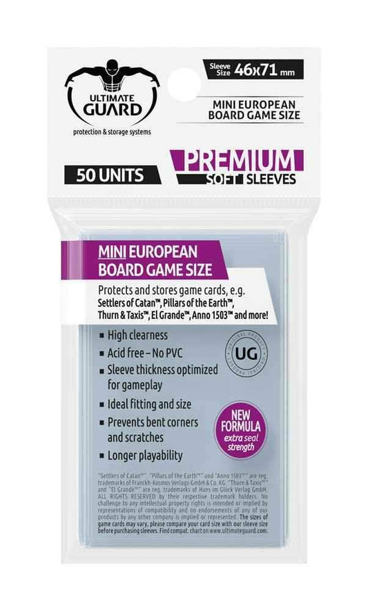 Ultimate Guard Premium Soft Sleeves für Brettspielkarten Mini European (50) - Smalltinytoystore