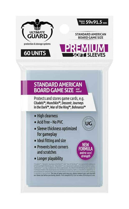 Ultimate Guard Premium Soft Sleeves für Brettspielkarten Standard American (60) - Smalltinytoystore