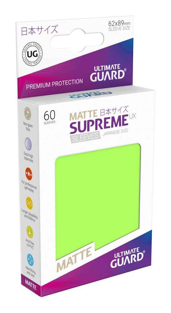 Ultimate Guard Supreme UX Sleeves Japanische Größe Matt Hellgrün (60) - Smalltinytoystore