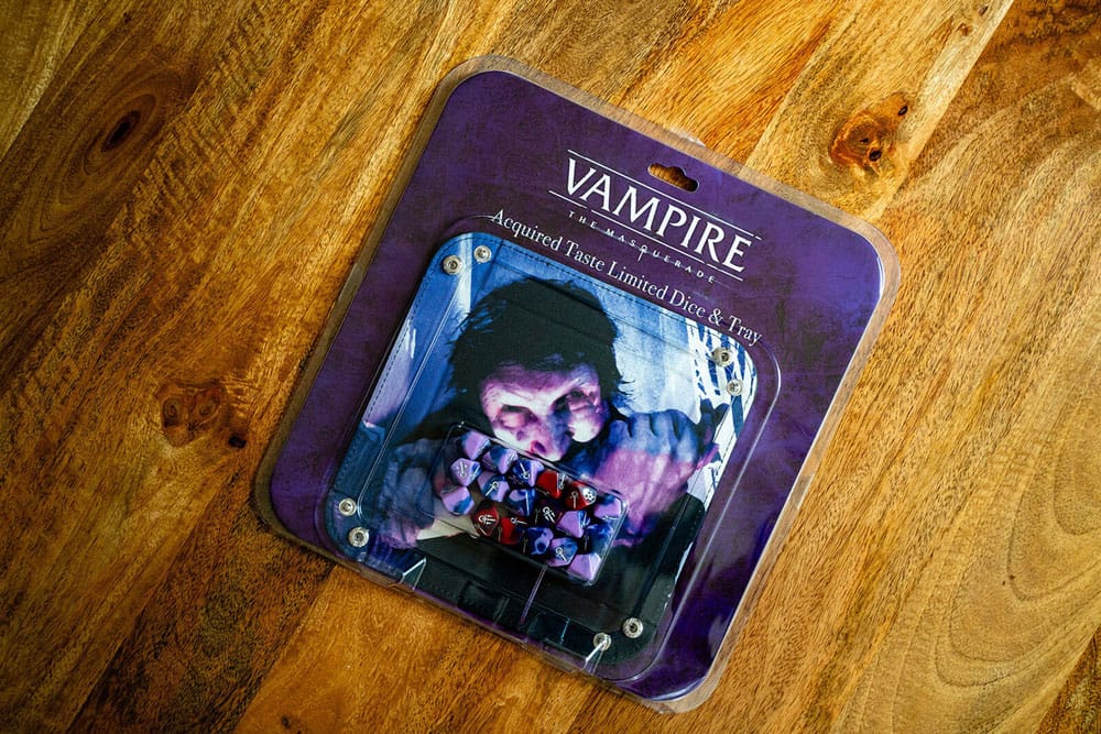 Vampire: The Masquerade 5th Edition RPG Acquired Taste limitierte Würfel mit Würfeltablett - Smalltinytoystore