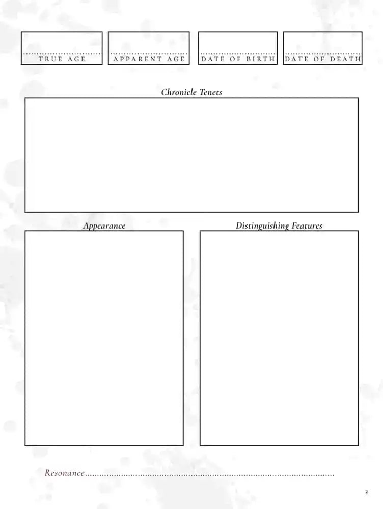Vampire: The Masquerade 5th Edition RPG Journal Expanded Character Sheet Journal *Englische Version*