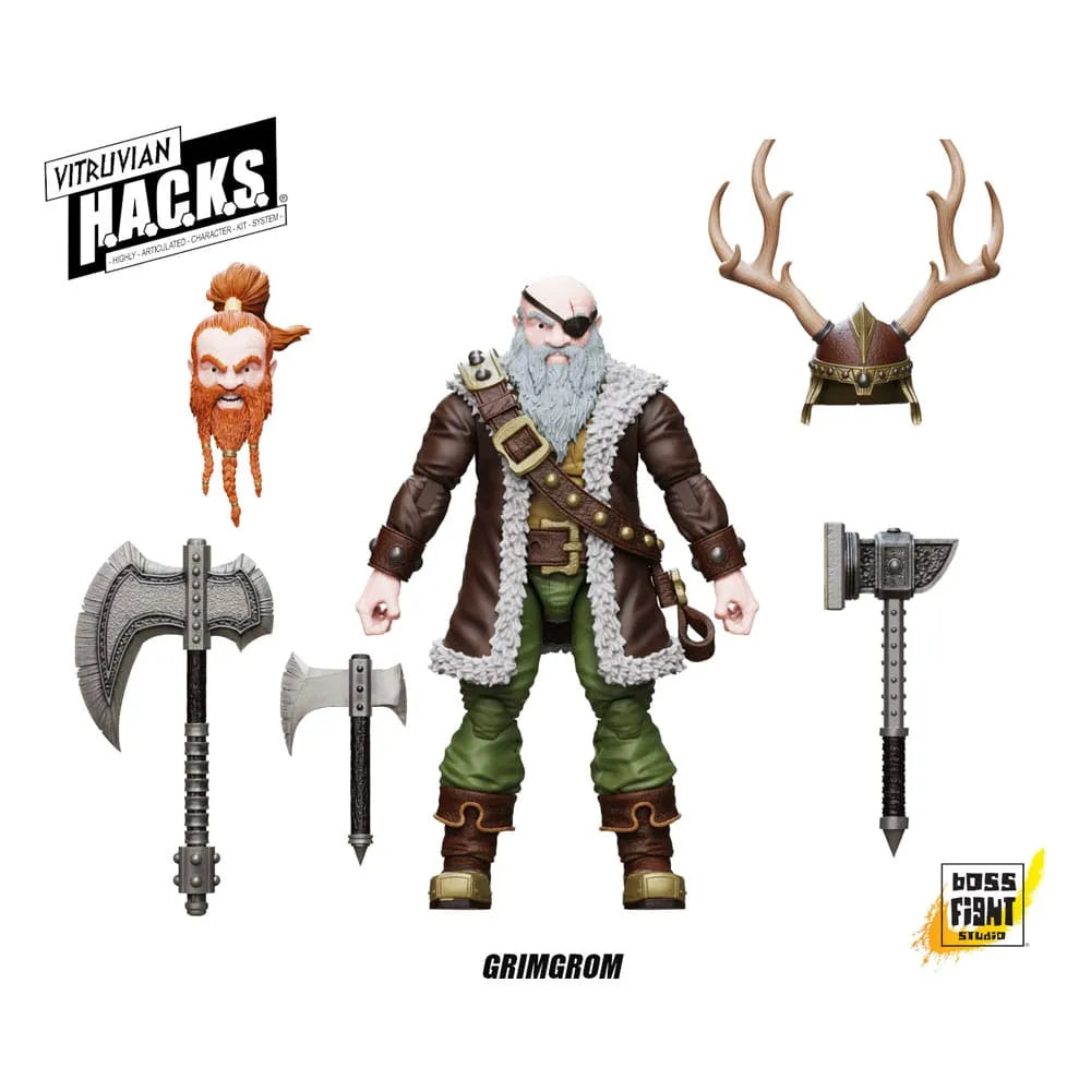 Vitruvian H.A.C.K.S. Actionfigur Dwarf Mercenary Grimgrom - Smalltinytoystore