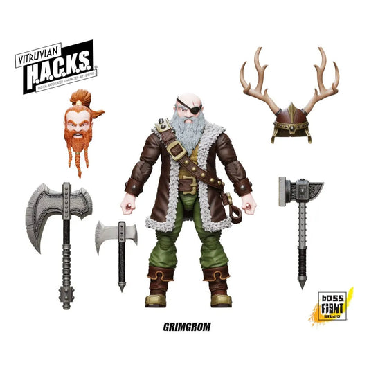 Vitruvian H.A.C.K.S. Actionfigur Dwarf Mercenary Grimgrom - Smalltinytoystore