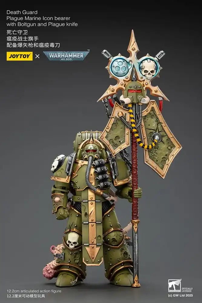 Warhammer 40,000 Actionfigur Death Guard Plague Marine Icon bearer with Boltgun and Plague knife 12 cm