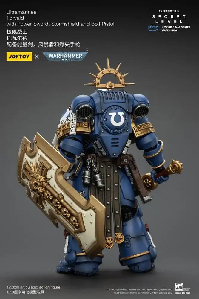 Warhammer 40,000 Actionfigur Ultramarines Torvald with Power Sword, Stormshield and Bolt Pistol 13 cm