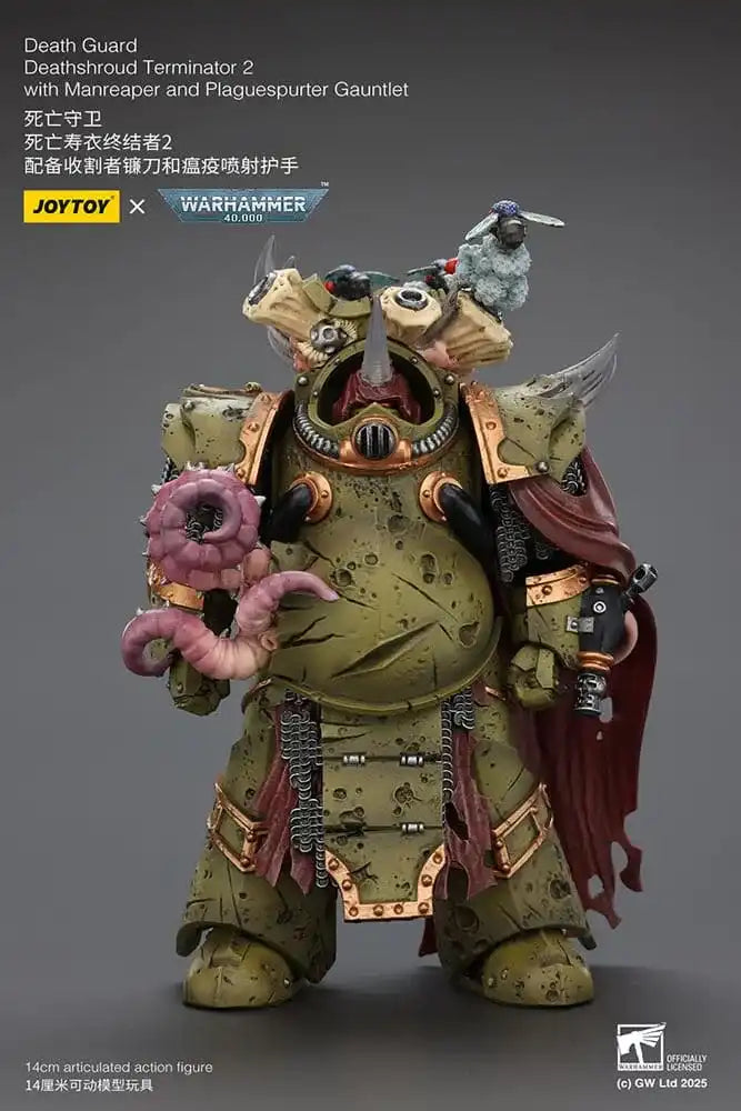 Warhammer 40k Actionfigur 1/18 Death Guard Deathshroud Terminator 2 with Manreaper and Plaguespurter Gauntlet 14 cm