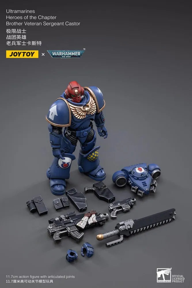 Warhammer 40k Actionfigur 1/18 Ultramarines Heroes of the Chapter Brother Veteran Sergeant Castor 12 cm - Smalltinytoystore