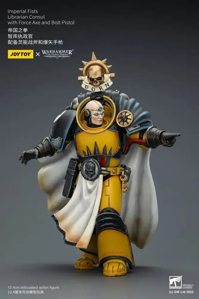 Warhammer Imperial Fists Actionfigur Librarian Consulwith Force Axe and Bolt Pistol 12 cm