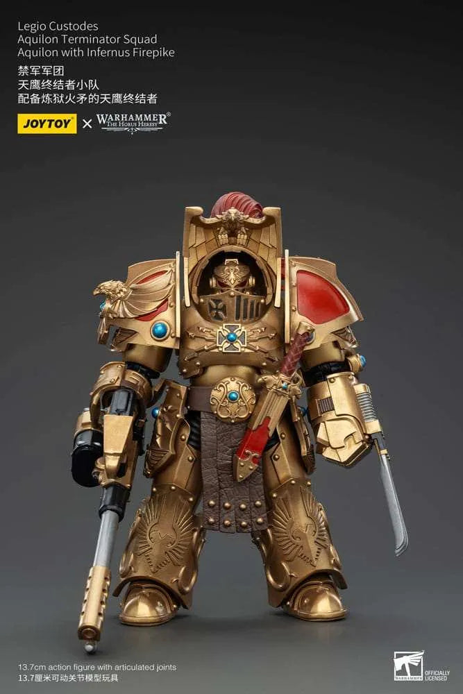 Warhammer The Horus Heresy Actionfigur 1/18 Legio Custodes Aquilon Terminator Squad Aquilon with Infernus Firepike 14 cm - Smalltinytoystore