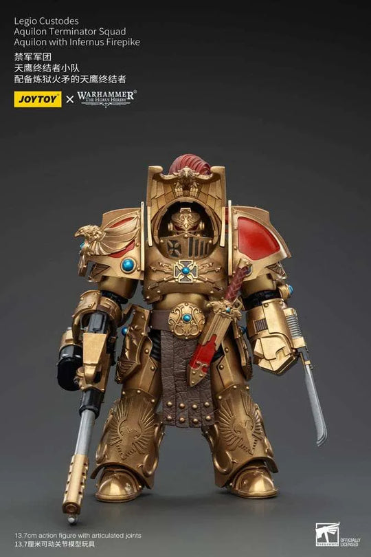 Warhammer The Horus Heresy Actionfigur 1/18 Legio Custodes Aquilon Terminator Squad Aquilon with Infernus Firepike 14 cm - Smalltinytoystore