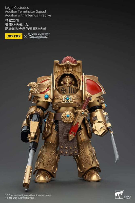 Warhammer The Horus Heresy Actionfigur 1/18 Legio Custodes Aquilon Terminator Squad Aquilon with Infernus Firepike 14 cm - Smalltinytoystore