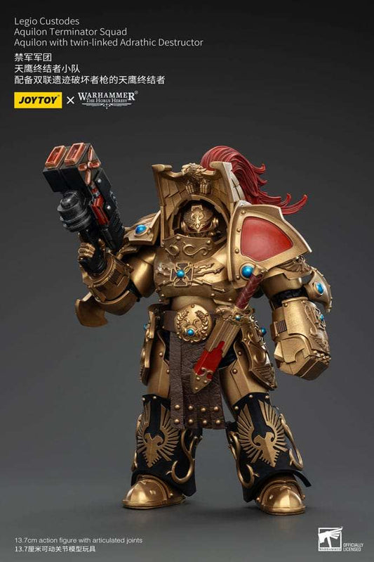 Warhammer The Horus Heresy Actionfigur 1/18 Legio Custodes Aquilon Terminator Squad Aquilon with twin-linked Adrathic Destructor 14 cm - Smalltinytoystore