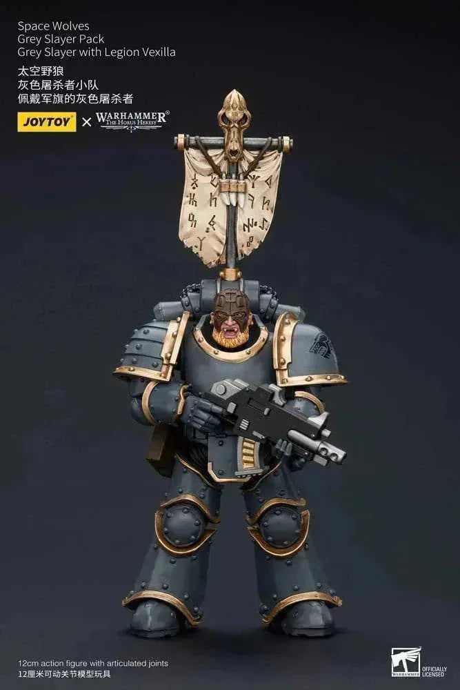 Warhammer The Horus Heresy Actionfigur 1/18 Space Wolves Grey Slayer Pack Grey Slayer With Legion Vexilla 12 cm - Smalltinytoystore