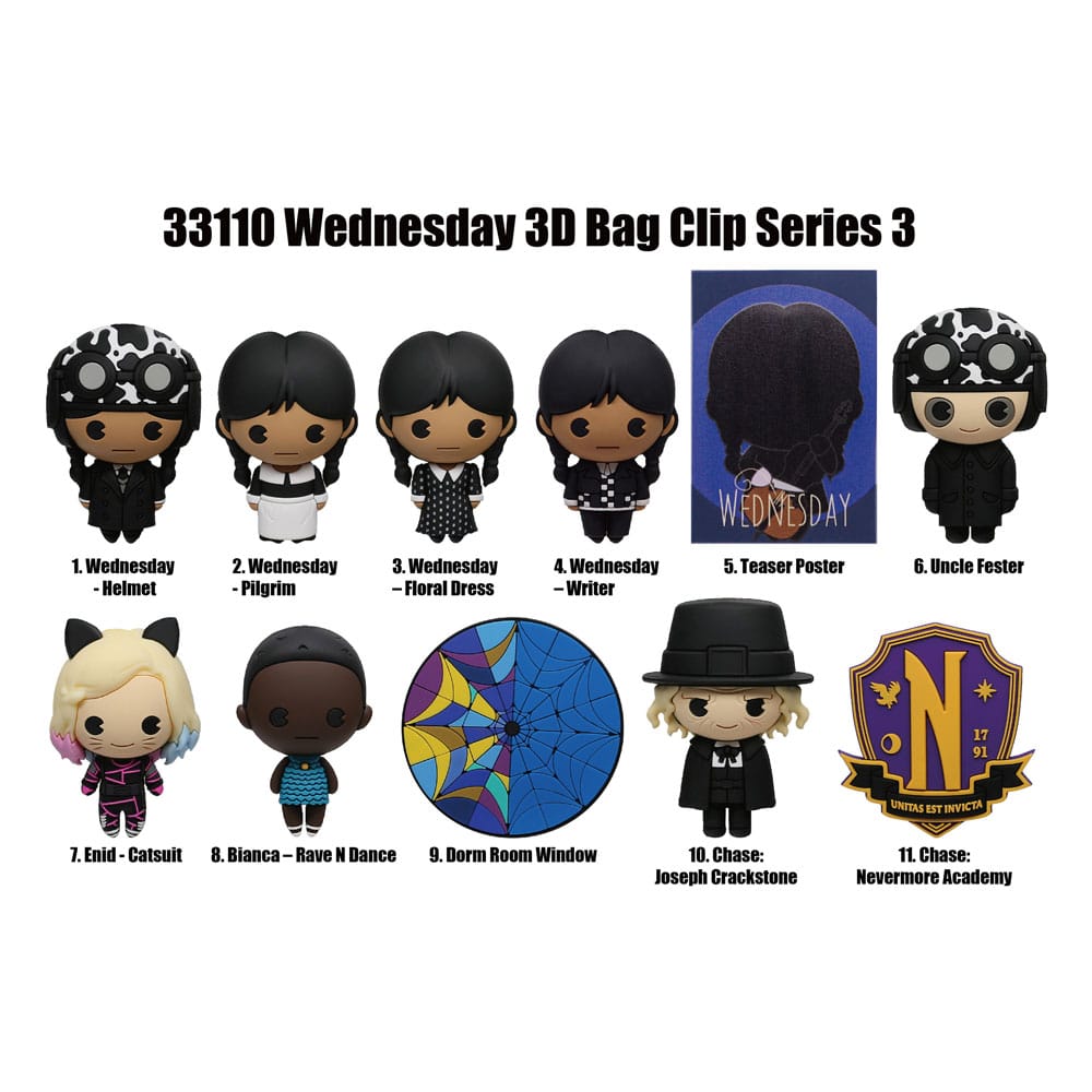 Wednesday 3D PVC-Taschenanhänger Series 3 Display (24) - Smalltinytoystore