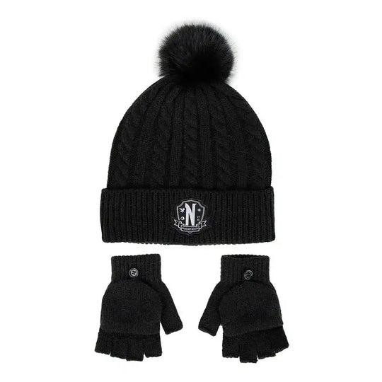 Wednesday Beanie & Handschuhe Set Nervermore - Smalltinytoystore