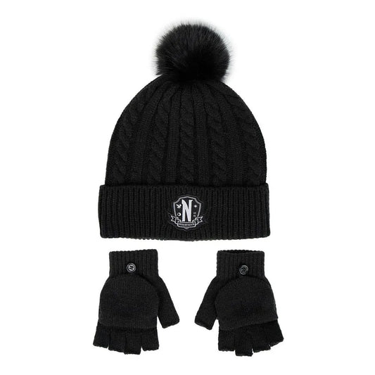 Wednesday Beanie & Handschuhe Set Nervermore - Smalltinytoystore