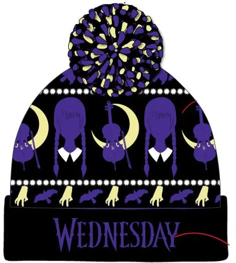 Wednesday Pom-Pom Beanie - Smalltinytoystore