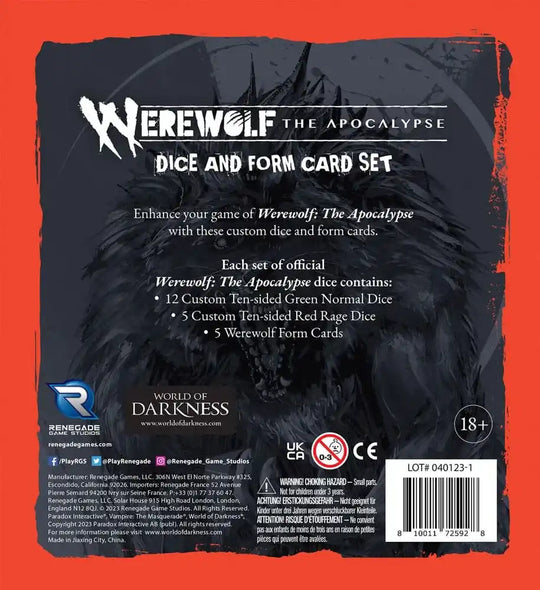 Werewolf: The Apocalypse 5th Edition RPG Würfel- und Formkartenset