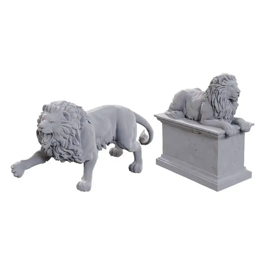 WizKids Deep Cuts Miniatures Miniaturen unbemalt 2er-Pack Stone Lion - Smalltinytoystore