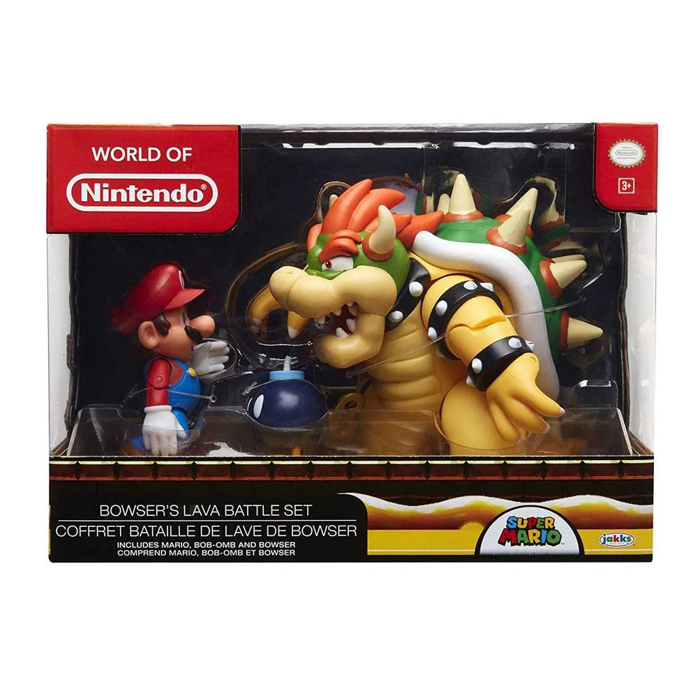 World of Nintendo Actionfiguren 3er-Pack Mario vs. Bowser Lava Battle 6-15 cm - Smalltinytoystore