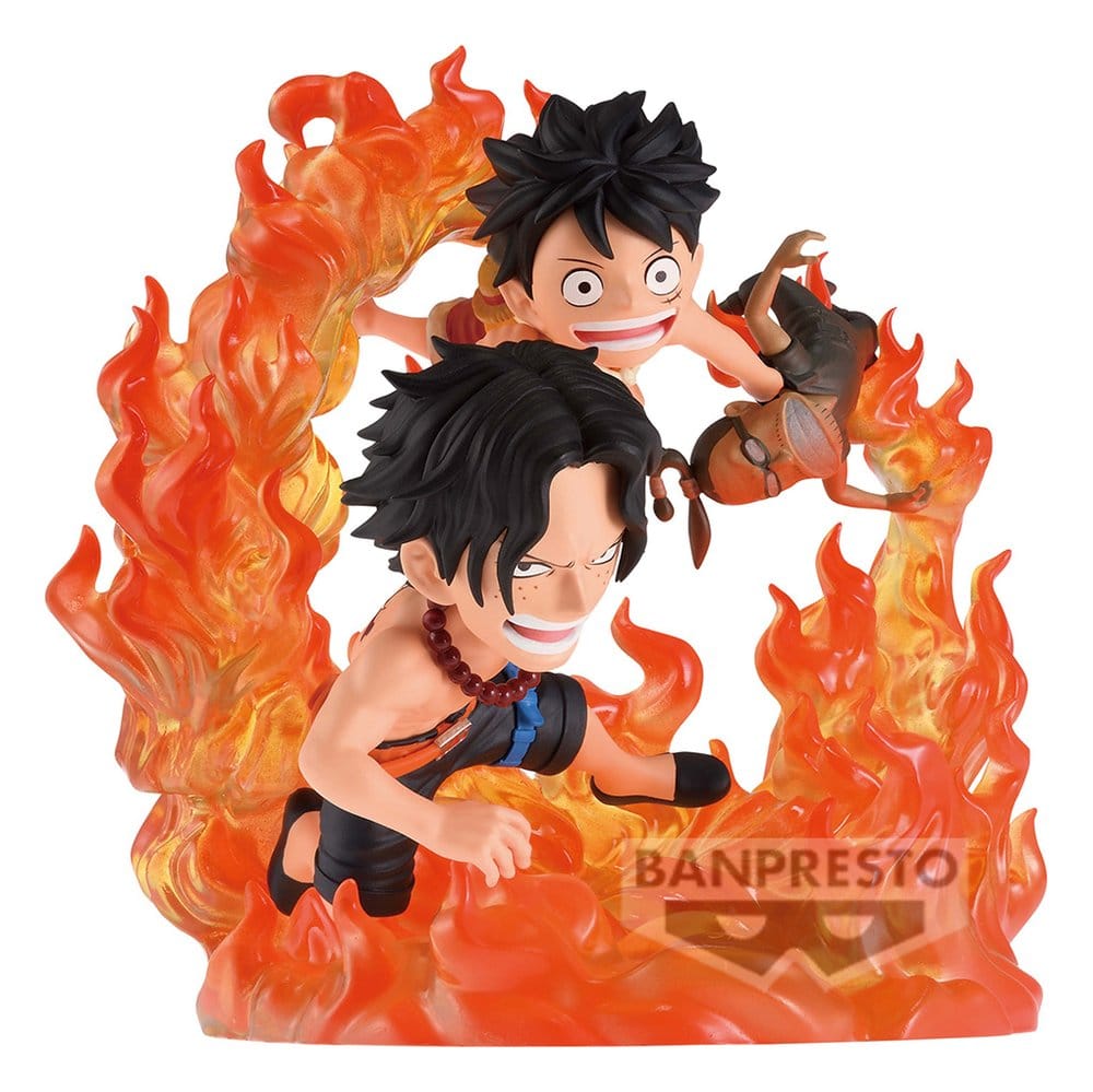 One Piece World Collectable Figure Log Stories PVC-Figur Portgas D. Ace & Monkey D. Ruffy (Marineford) 10 cm