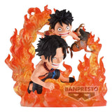 One Piece World Collectable Figure Log Stories PVC-Figur Portgas D. Ace & Monkey D. Ruffy (Marineford) 10 cm