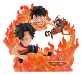 One Piece World Collectable Figure Log Stories PVC-Figur Portgas D. Ace & Monkey D. Ruffy (Marineford) 10 cm