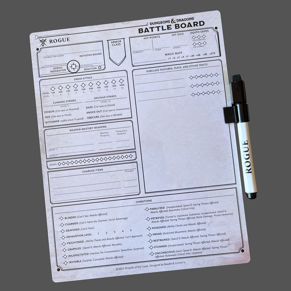 Dungeons & Dragons Battle Board Kampfbretttafel Schurke (Rogue )