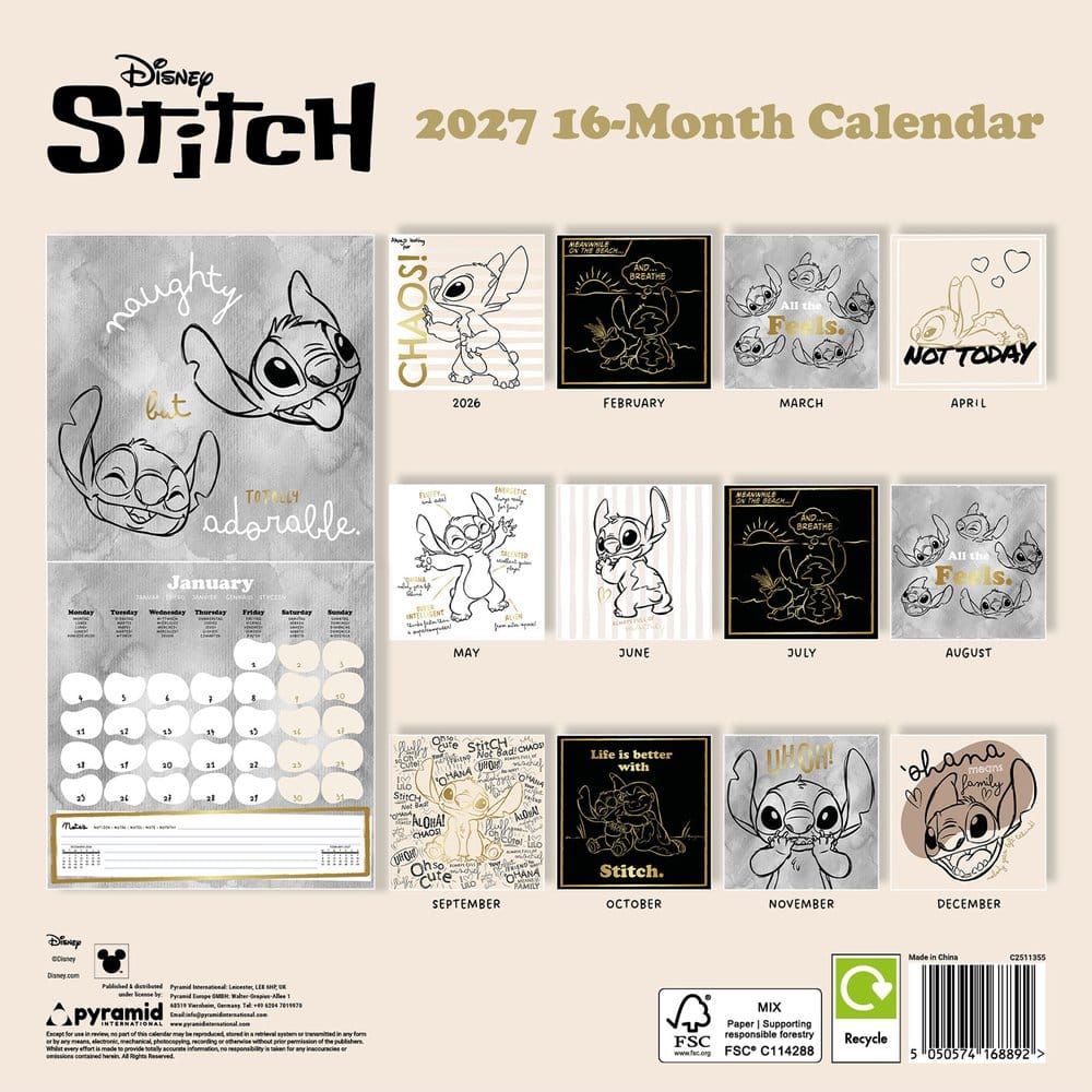 Stitch Kalender Life is Better with Stitch 2027 30 x 30 cm