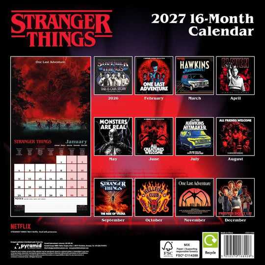 Stranger Things Kalender 2027 30 x 30 cm
