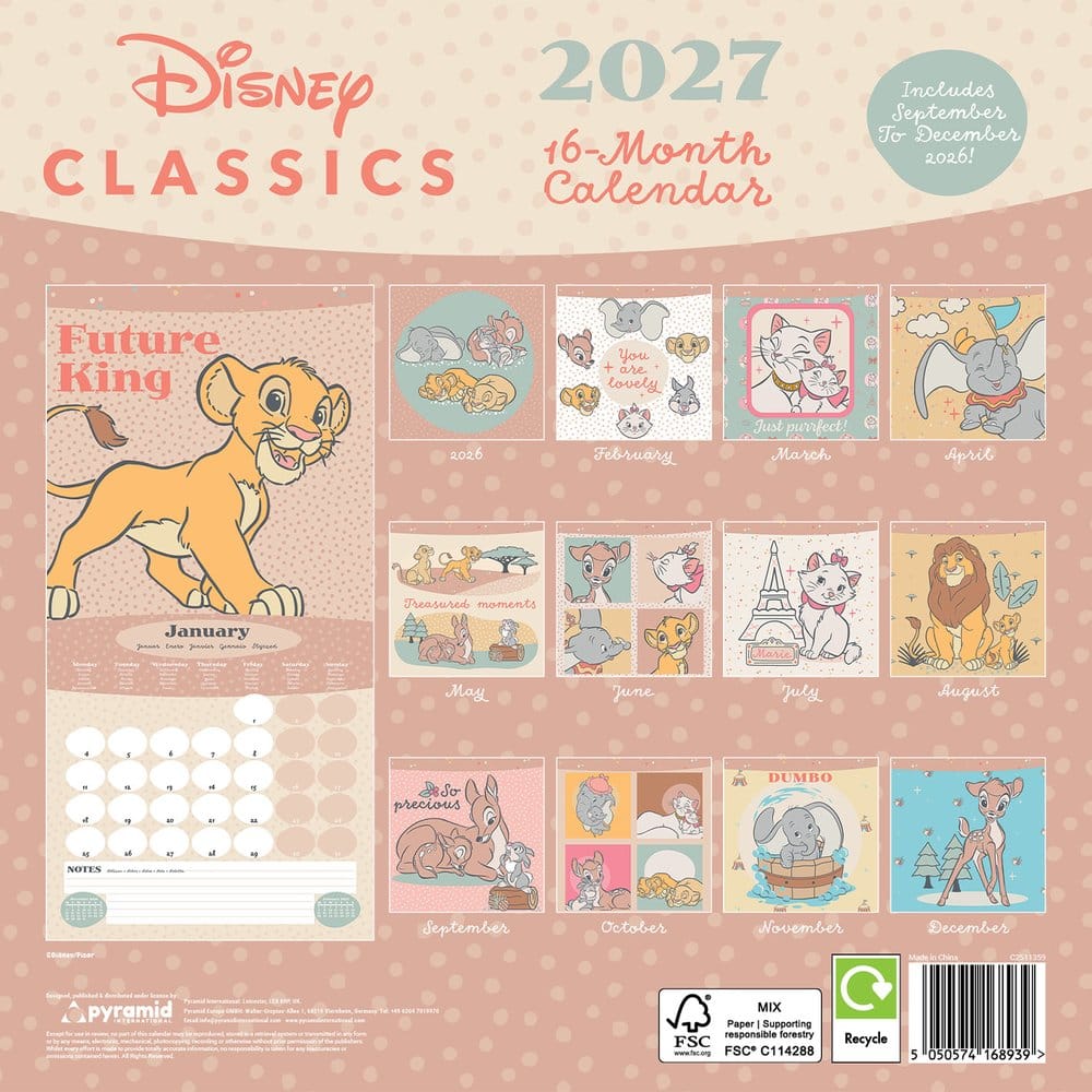 Disney Classics Kalender Treasured Memories 2027 30 x 30 cm