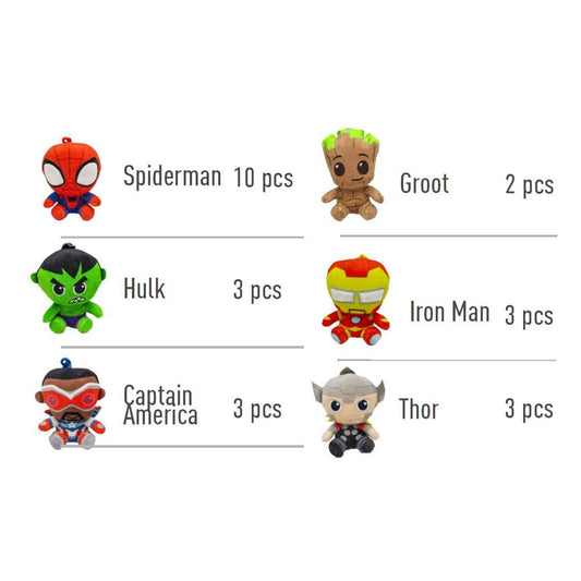 Marvel Plüsch-Schlüsselanhänger 12 cm Sortiment (24)