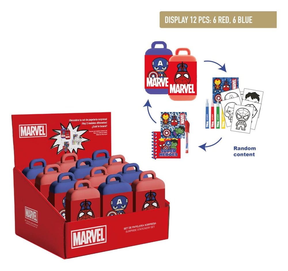 Marvel Schreibwaren-Set Spider-Man & Captain America Blind Box Display (12)