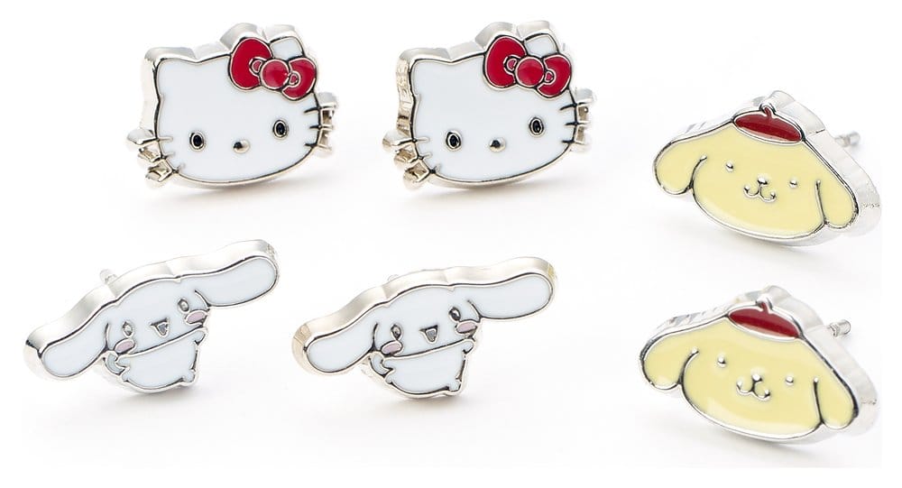 Sanrio Ohrstecker-Set Hello Kitty, Cinnamon Roll und Pompompurin