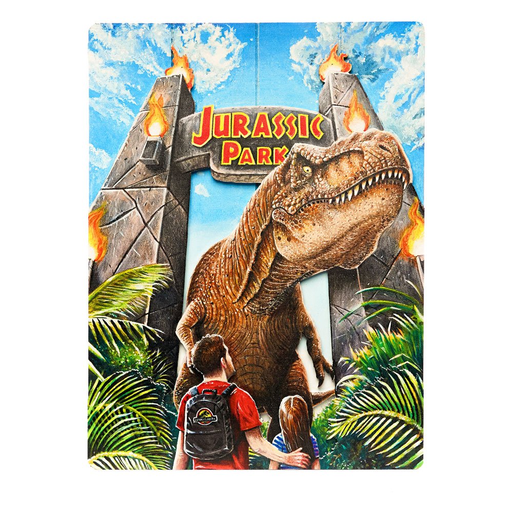 Jurassic Park WoodArts 3D Holzdruck Rex Attack 30 x 40 cm