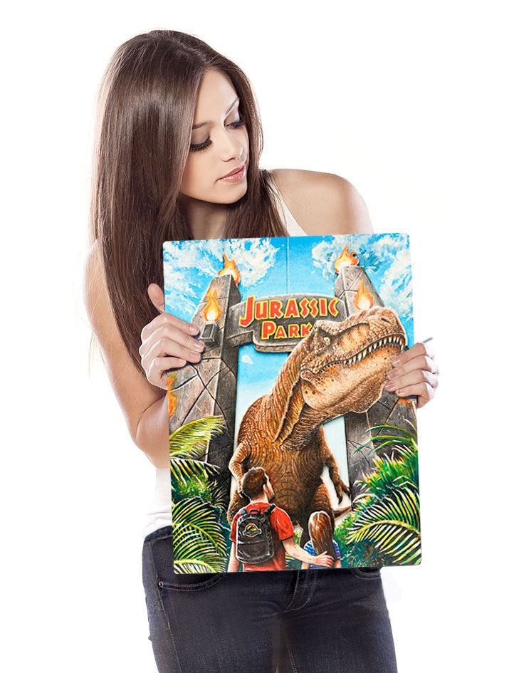Jurassic Park WoodArts 3D Holzdruck Rex Attack 30 x 40 cm