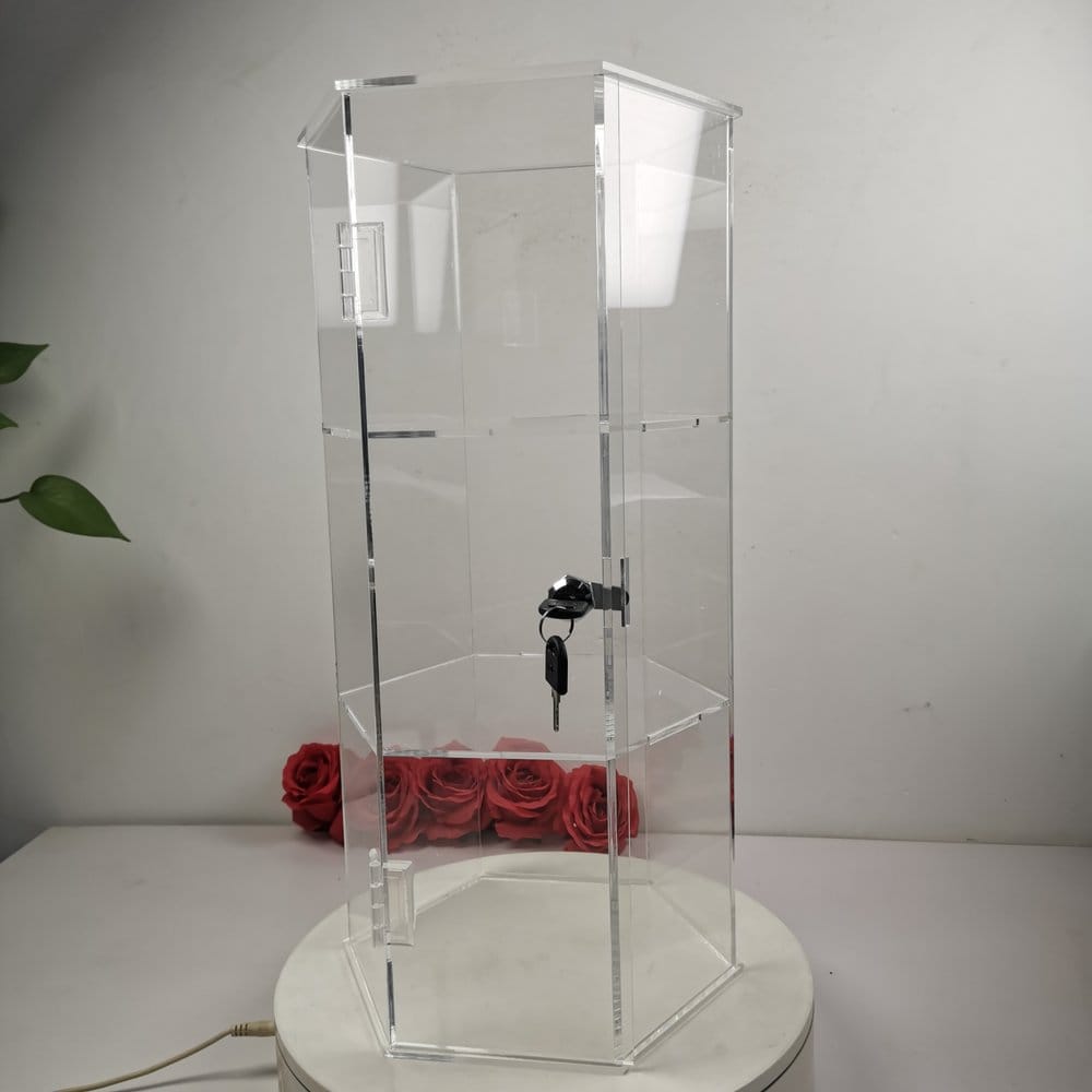 Evoretro 3-stufiger abschließbarer sechseckiger Acryl-Displayturm