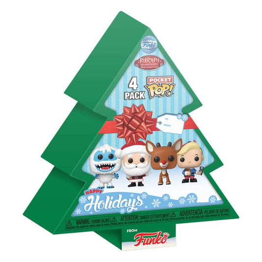 Rudolph mit der roten Nase Pocket POP! Vinyl Figuren 4er-Pack Tree Holiday 4 cm