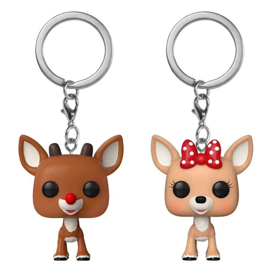 Rudolph mit der roten Nase POP! Vinyl Schlüsselanhänger 2er-Pack Rudolph & Clarice 4 cm