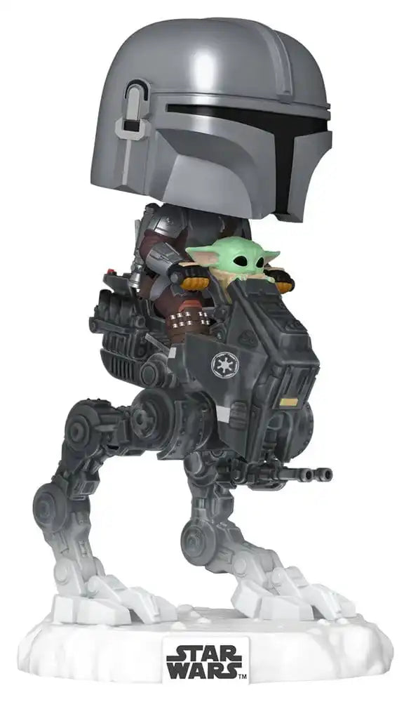 Star Wars: The Mandalorian and Grogu POP! Rides Deluxe Vinyl Wackelkopf-Figur The Mandalorian with Grogu in Imperial Remnant AT-RT 9 cm