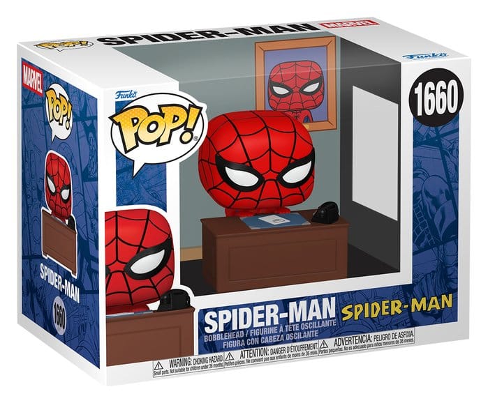 Marvel POP! Premium Vinyl Figur Meme- Spider-Man w/Desk 9 cm