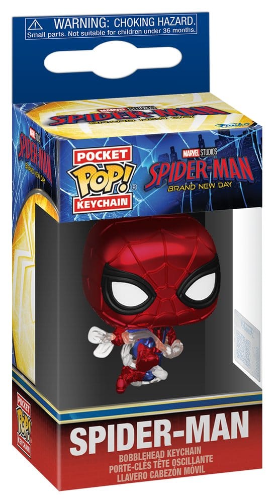 Spider-Man: Brand New Day Pocket POP! Vinyl Schlüsselanhänger 4 cm Spider-Man (Metallic) Display (12)