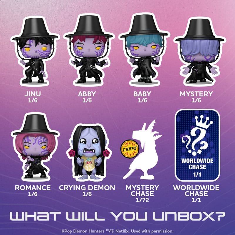 KPop Demon Hunters POP! Mystery Vinyl Figuren 6pcPDQBox 9 cm Blind Box Sortiment (6)