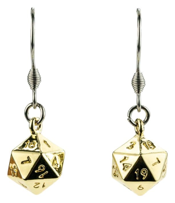 Lair Wear Würfel-Ohrringe D20 Gold Metal