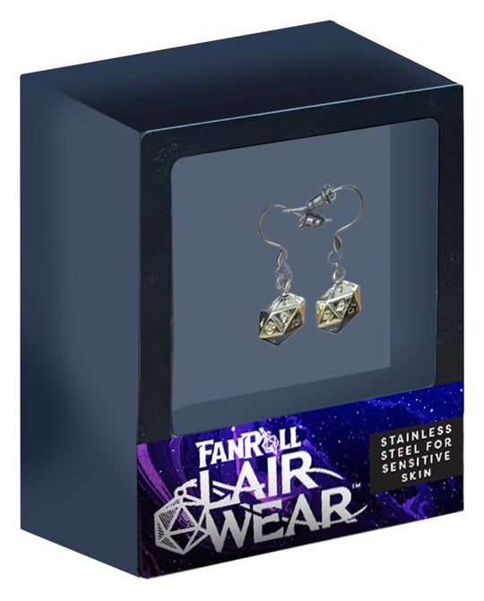 Lair Wear Würfel-Ohrringe D20 Gold Metal