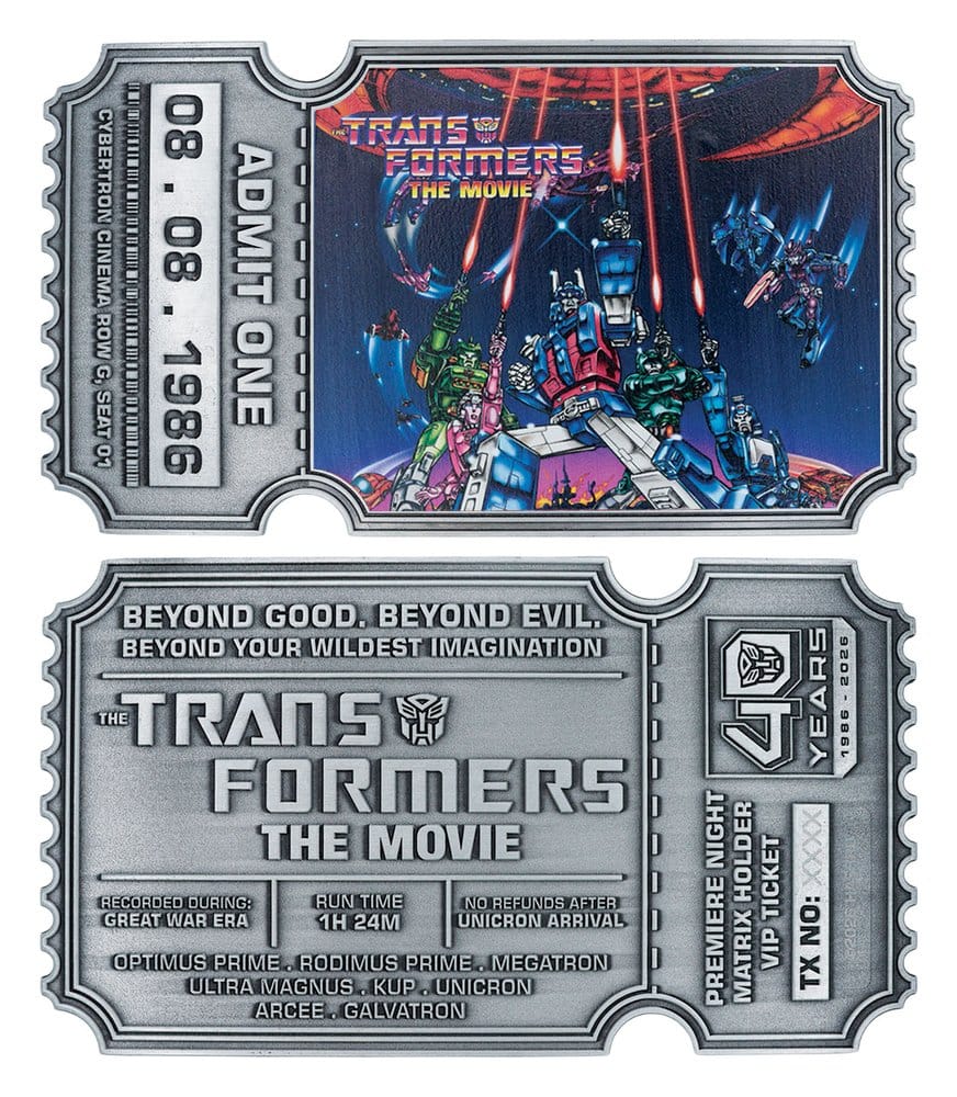 Transformers Replik The Movie 40th Anniversary Movie Ticket Limited Edition 9 x 16 cm