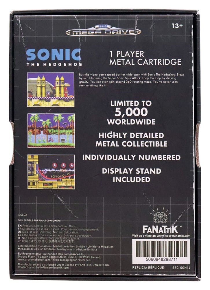 Sonic the Hedgehog Replik Game Cartridge Limited Edition 11 x 7 x 1 cm