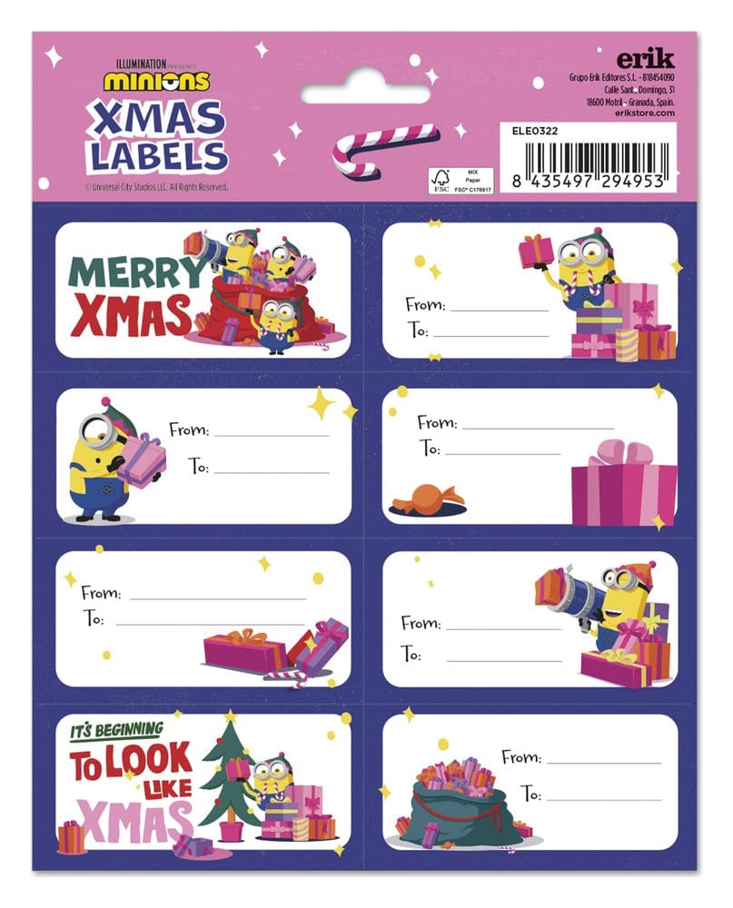 Minions Selbstklebende Etiketten Weihnachten